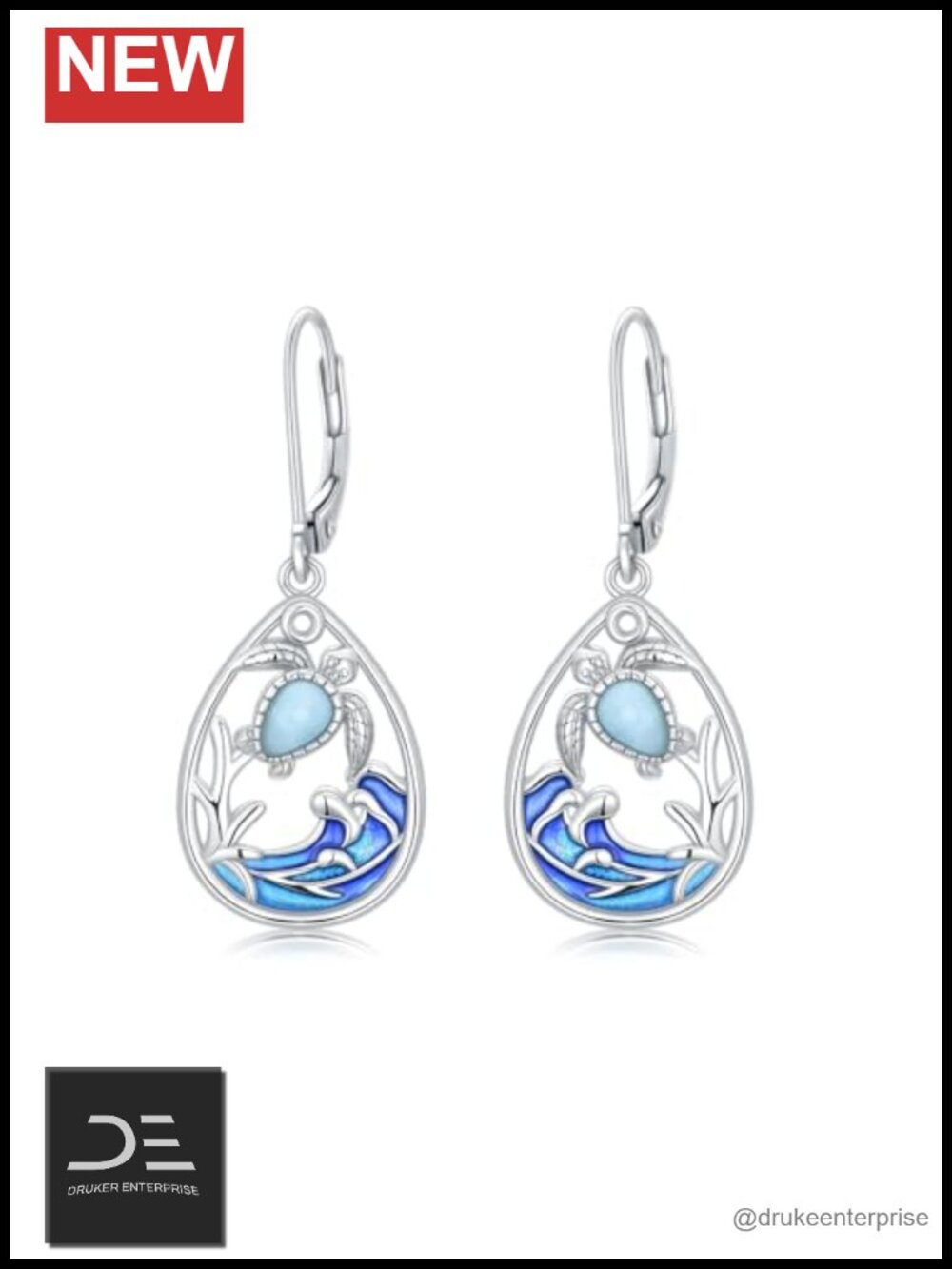 Ocean Earrings for Women 925 Sterling Silver Turtle Dangle
